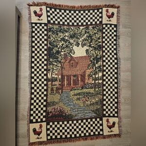 Vintage Bob Timberlake Rustic Cabin Woven Throw Blanket